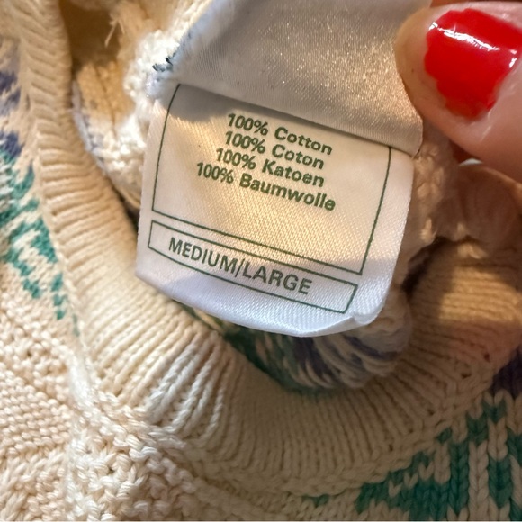 Vintage Laura Ashley Cream Pink Floral Cotton Sweater Knit Size Medium/Large - Picture 3 of 4